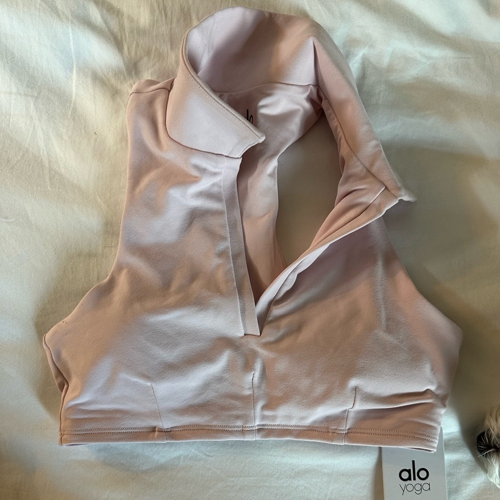 NWT Alo Collar Pink Crop Top Bra